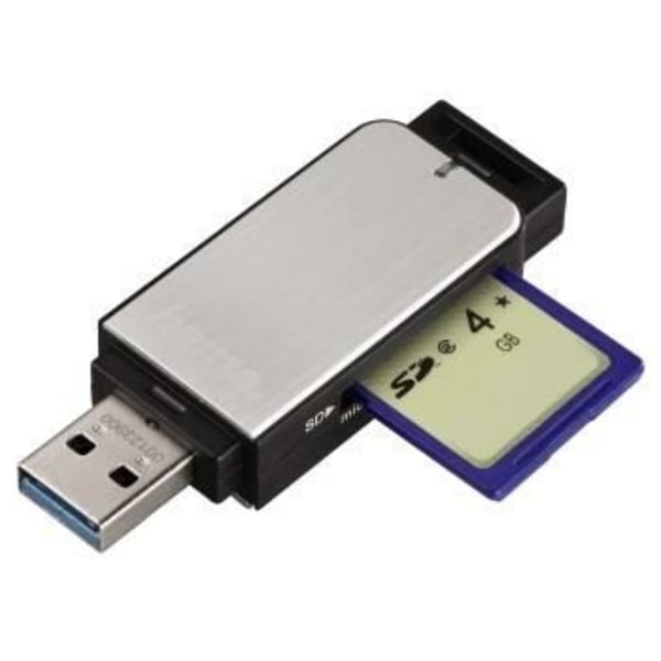 Kortlæser - HAMA - 00123902 - USB 3.0 - Kompatibel med SD/microSD - Sort og Sølv
