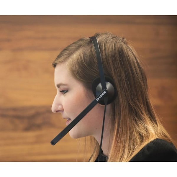 KABELDE TELEFONHØRER MED ANTISUSEMICROFON, KONTOR VIDEOKONFERENCER KOSS CS200 USB SORT 94393