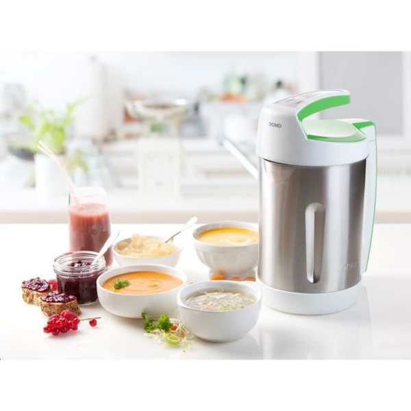 Domo Blender chauffant 2l 1000w - do705bl Rostfritt stål, vit och grön