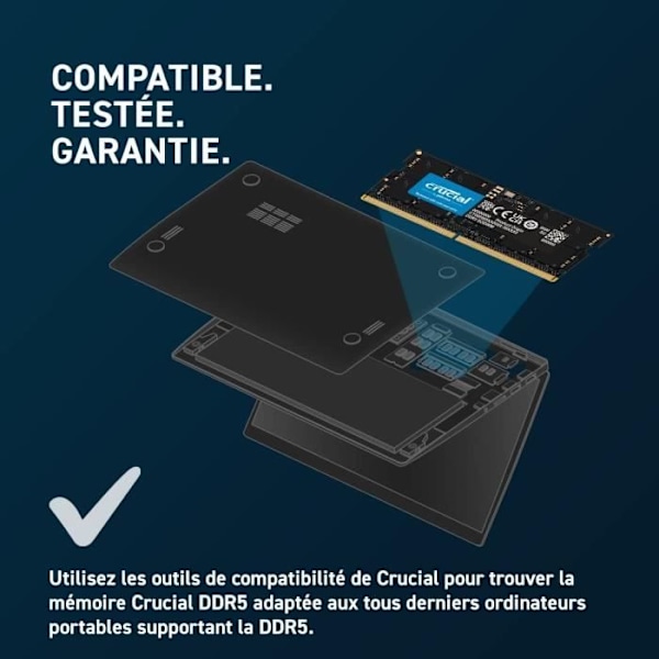 RAM-muisti - CRUCIAL - DDR5-4800 SODIMM - 32 Gt (CT32G48C40S5)
