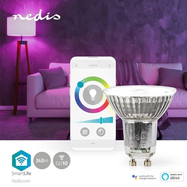 Smart LED-spottlampor - NEDIS - GU10 - 5W - 345lm - 6500K Grå