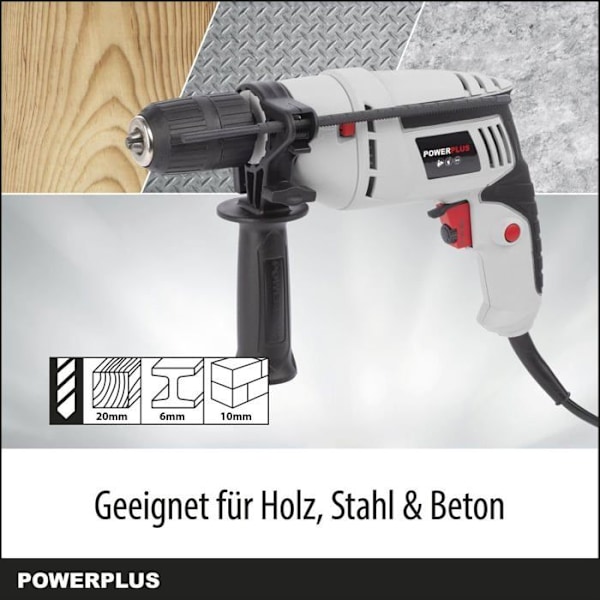 Slagbor med slag - POWC - 600W - Automatisk chuck 13mm - Hastighed 0 til 3100 o/min - Vægt 1,80 kg