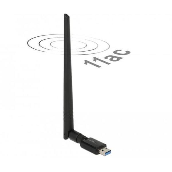 DeLOCK 12535, Trådløs, USB, RF trådløs, IEEE 802.11ac, Sort Sort
