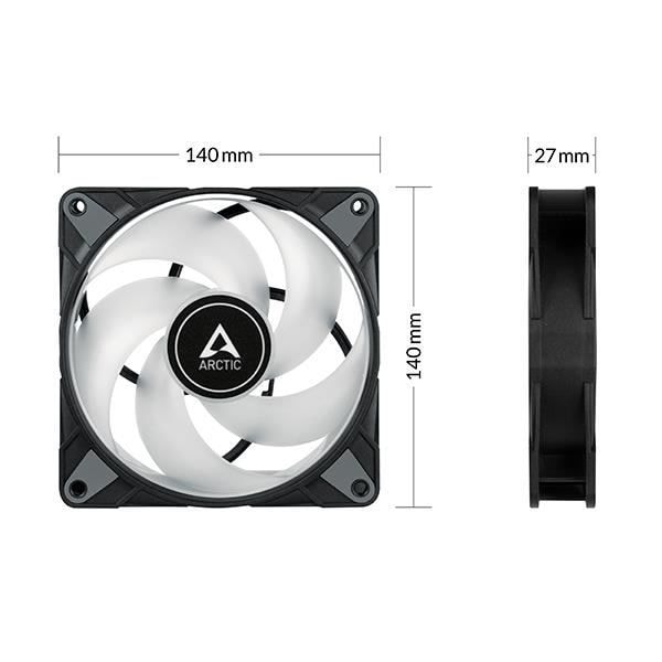 ARCTIC P14 PWM PST A-RGB 0dB tuuletin - 3 kpl pakkaus - musta