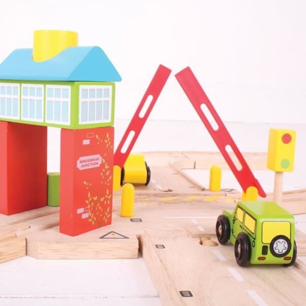 BigJigs Toys puinen merkkipylväs - Signal Box -malli - Yli 3-vuotiaille lapsille Flerfärgad