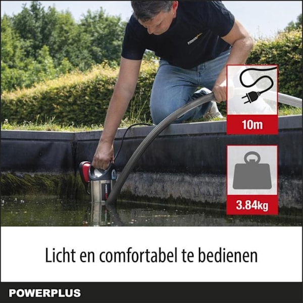 Powerplus Elektrisk Vandpumpe POWEW67912 - 400 W Submersibel Vandpumpe, Maksimal 35°C, 7500 l/h, Havemaskiner grå
