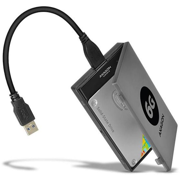 Eksternt kabinet - AXAGON - ADSA-1S6 - USB 3.0 - Kompatibel med SATA I/II/III - 2,5 tommer Sort