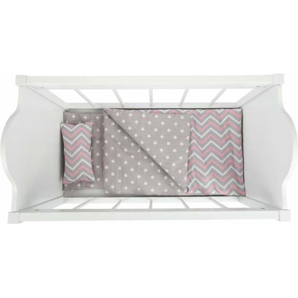 Dockhus säng - SMALL FOOT - 50 x 30 cm - Vit trä - Sängkläder ingår - För barn från 3 år Grå