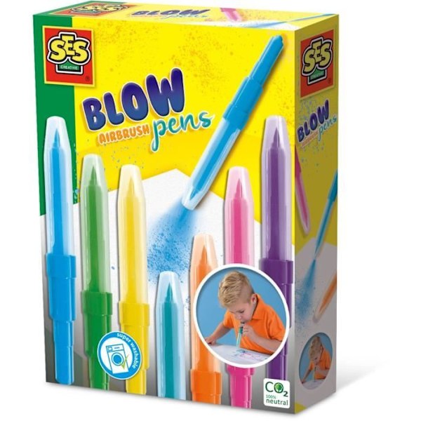 Blow airbrush kynät - SES CREATIVE - Lapsille - 7 väriä - Sininen ja vihreä Grön