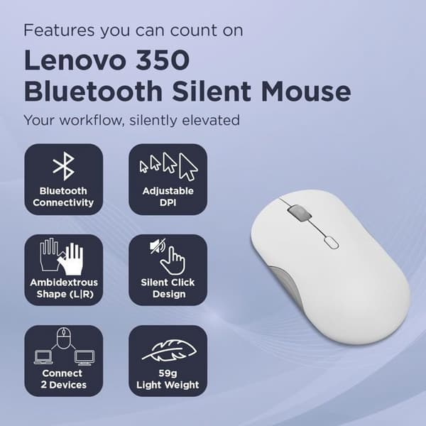 Mus - LENOVO - GY51S61907 - Grå - Bluetooth - 2400 dpi - Ambidextrös Grå