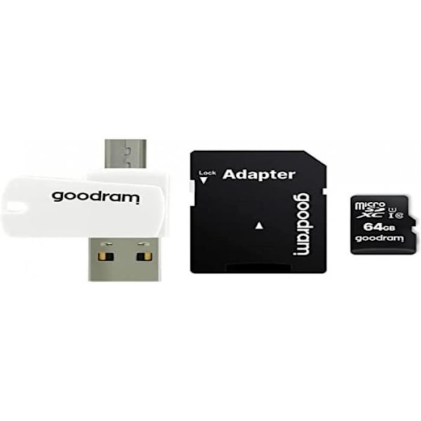 GOODRAM ALL IN ONE M1A4-kortinlukija USB/Micro USB-portilla ja mikrokortilla - valkoinen