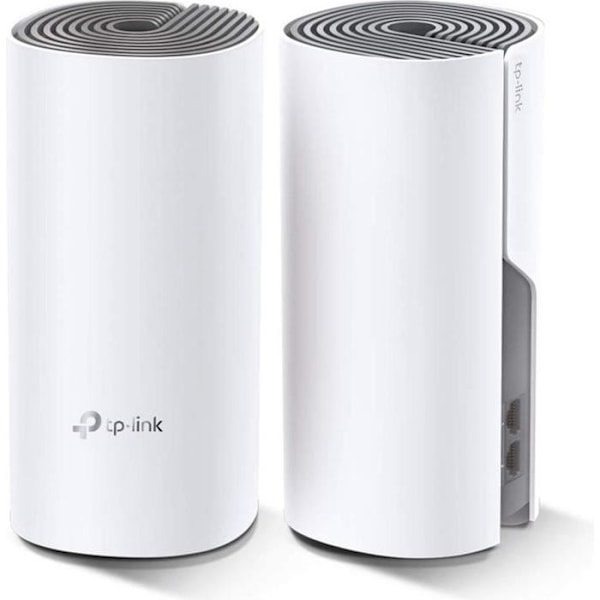 TP-Link Deco E4(2-Pack) WiFi Mesh-system - WiFi-täckning upp till 260m2 - AC 1200 Mbps, Ethernet-portar Vit, Grå