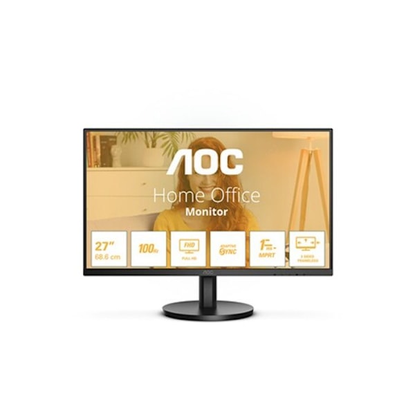 AOC 27B3HMA2 PC-skærm - Sort - 27 tommer - IPS - 1920 x 1080 - 5 ms - AMD FreeSync Sort