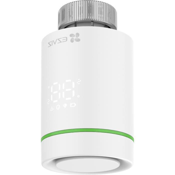 Termostat - EZVIZ - T55 - Tilsluttede termostatventiler - Zigbee - Temperaturstyring - Børnesikring hvid