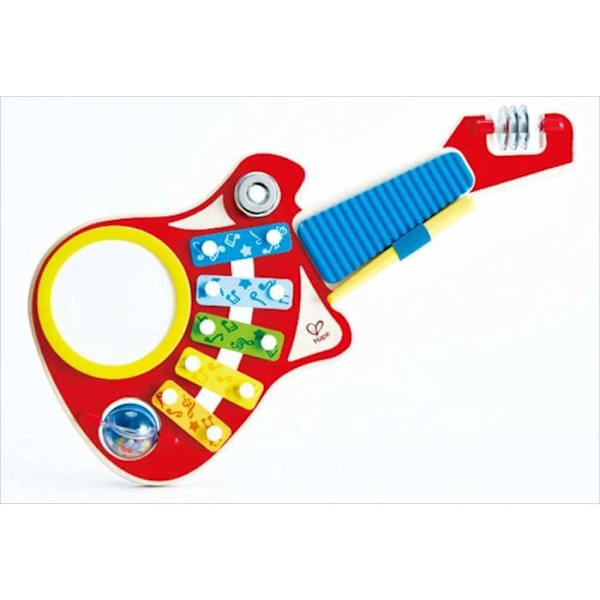 Musikalisk utvecklingsleksak i trä - HAPE - 6 i 1 orkestergitarr Blå