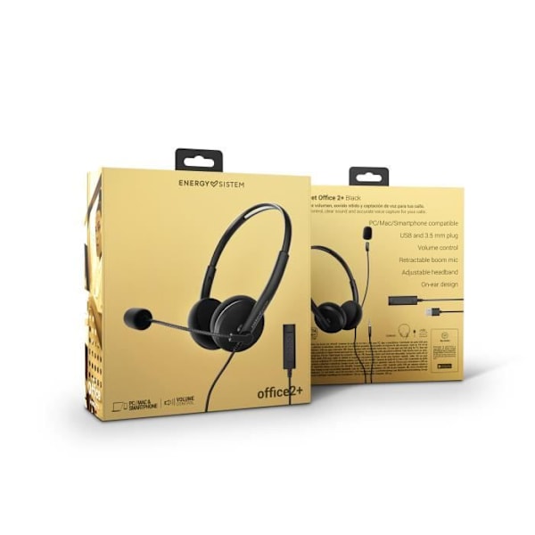 Energy Sistem Headset med mikrofon Headset Office 2+ Svart Svart