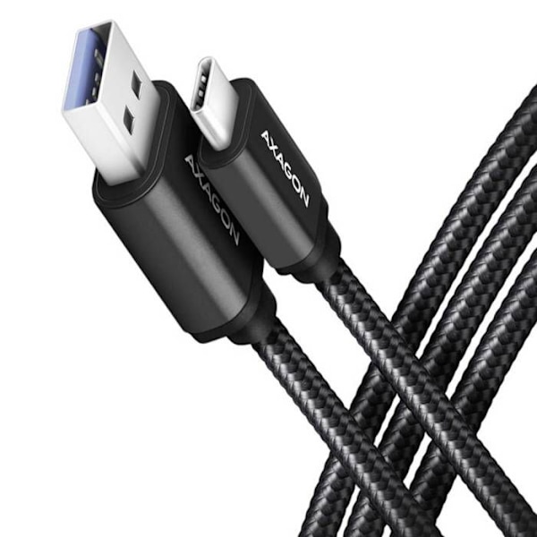 AXAGON USB-kaapeli USB 3.2 Gen1 USB-C® uros, USB-A uros 1 m mustakultaiset liittimet BUCM3-AM10AB