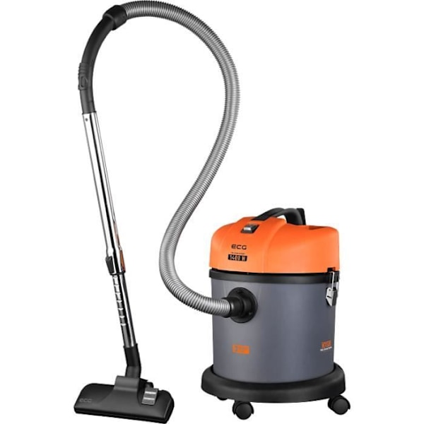 Suger og Støv Suger - ECG - VM 3140 Hobby - 20 L - Fugtig og Tør Funktion - Uden Poser Grå, Orange