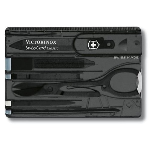 Schweizisk lommekniv - VICTORINOX - SwissCard Onyx 0.7133.T3 - 10 funktioner - Gennemsigtig antracitsort Transparent antracit sort