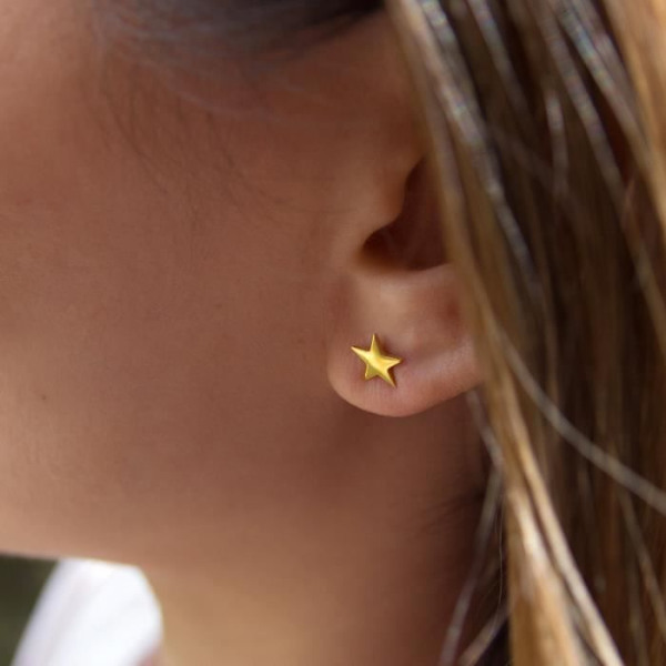 Øreringe - Suck UK - Stjerner - Rustfrit stål - Guld - Stud/Push guld-