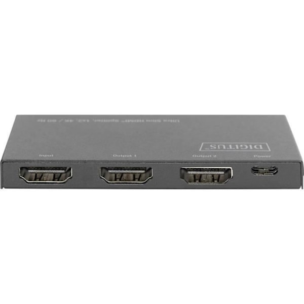 Digitus DS-45322 2 Port HDMI Splitter LED-skærm, metalhus, kompatibel med Ultra HD 4096 x 2160 Pixel