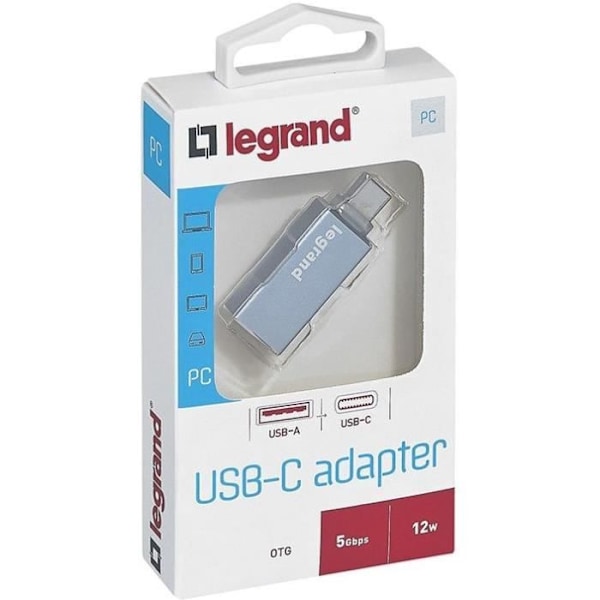 USB A til USB C adapter - LEGRAND - Sort - Smartphones og tablets