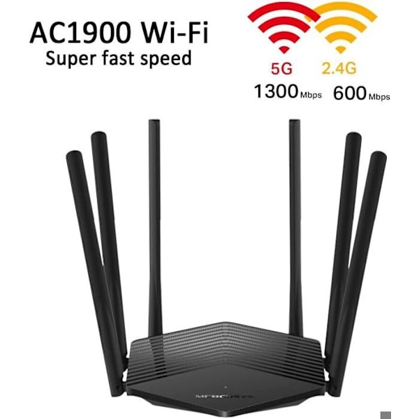 AC1900Mbps Dual-Band WiFI-router - MERCUSYS MR50G - 6 externa antenner - 2 Gigabit LAN-portar + 1 Gigabit WAN-port