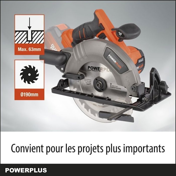Powerplus Ilmaakkuporras POWDP25260 - 40 V akku ja Ø 190 mm - Ohjausraita - ilman akkua/lataajaa - 1 lisätarvike orange