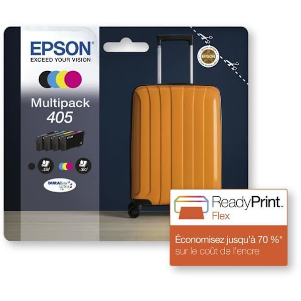 Pakkauksessa 4 mustepatruunaa - 405 Ultra Ink - EPSON - WorkForce WF-7830, 7835, 7840, WorkForce Pro WF-3820, 3825, 4820, 4825, 4830
