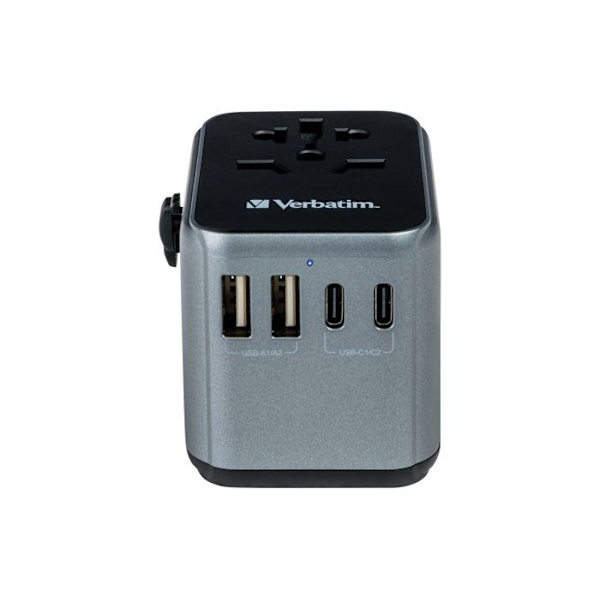 Universelt rejseadapter - Verbatim - UTA-03 - 30 Watt - PD 3.0 - Quick Charge 3.0 Grå/sort
