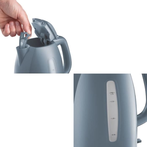 Russell Hobbs 21274-70 1,7 litran tekstuuripannu, erittäin nopea kiehuvuus - harmaa