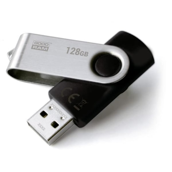 Goodram 128 Gt USB 2.0, 128 Gt, 2.0, USB Type-A -liitin, 20 MB-s, kääntyvä, musta, hopea
