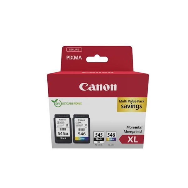 Kompatibel blækpatron - Canon - PG-545XL/CL-546XL - Sort - Multi-farver - 50 fotoblade