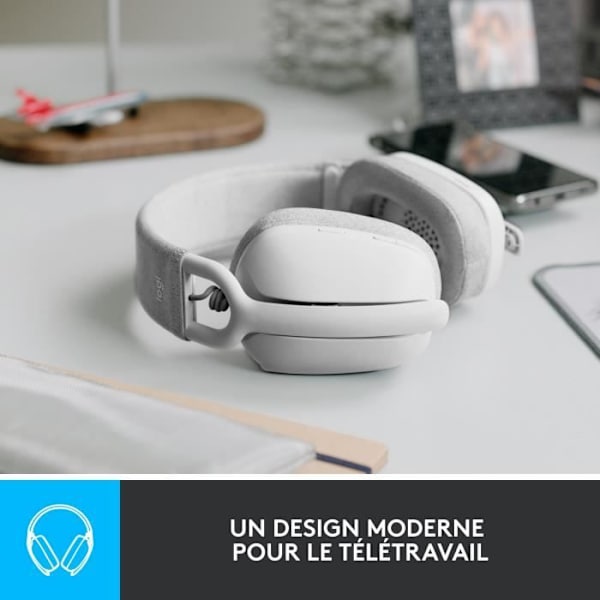 Logitech Zone Vibe 100 PC Headset Kevyet langattomat kuulokkeet melua vaimentavalla mikrofonilla - valkoinen
