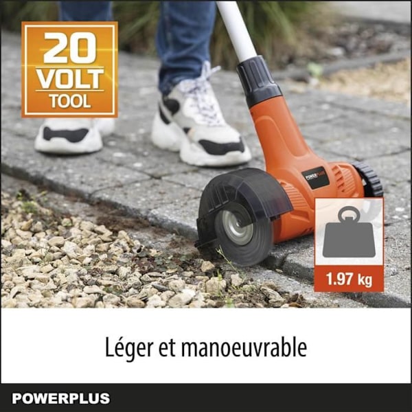Powerplus Dual Power Ukrudtsuger Teleskopisk Batteri POWDPG8060 - 20 V, uden Batteri/Oplader, Nylon- og Stålbørste orange