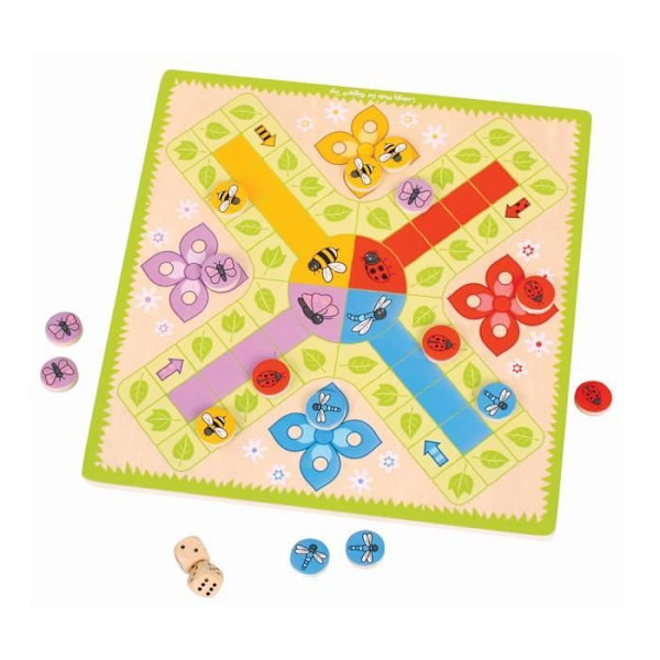 Ludo-spil i træ - Bigjigs - Børnelegetøj - Blandet