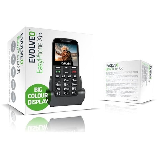EVOLVEO EasyPhone XR sort med ladeholder