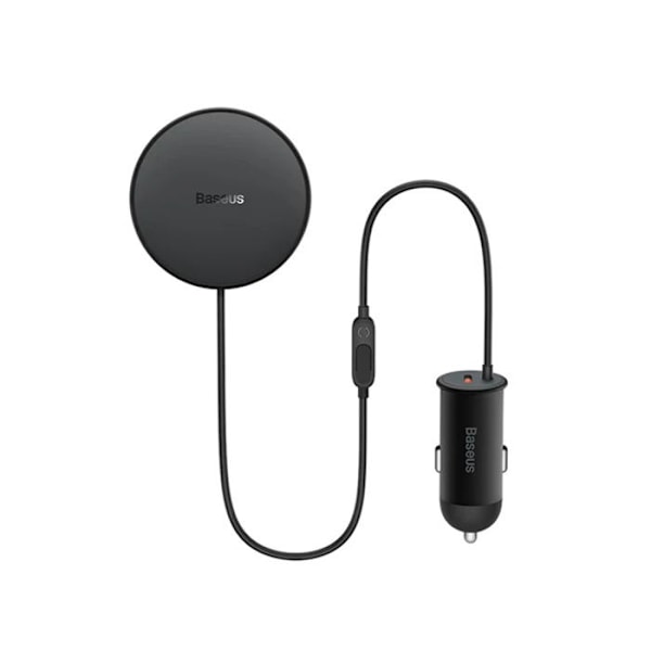 Support til telefon med magnetsystem 15W, 12V biladapter + 40W kabel - Baseus (C40141000111-01) - Sort