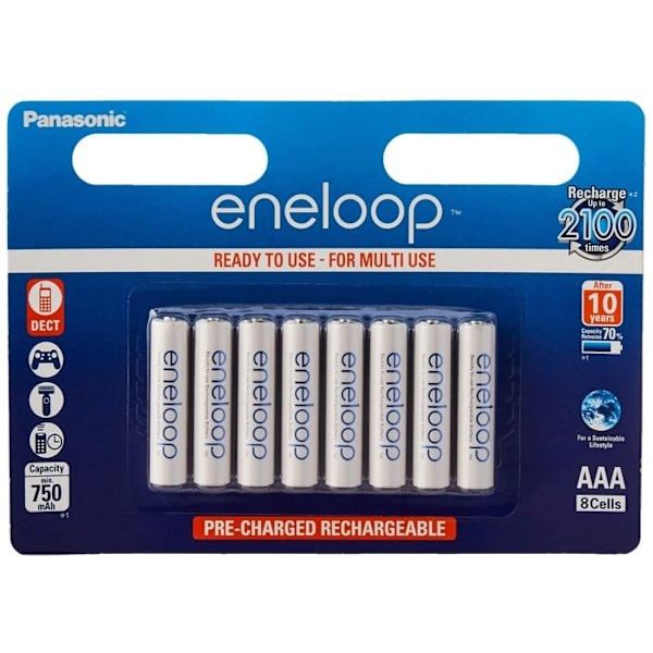 Panasonic eneloop HR03 ladattava akku LR3 (AAA) NiMH 800 mAh 1,2 V 8 kpl
