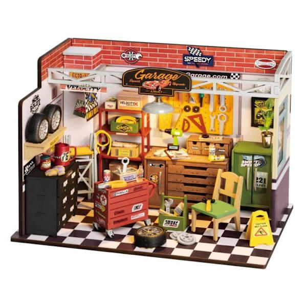Robotime Garage Workshop DG164 Rakennussarja Monivärinen 24 x 15 x 17 cm