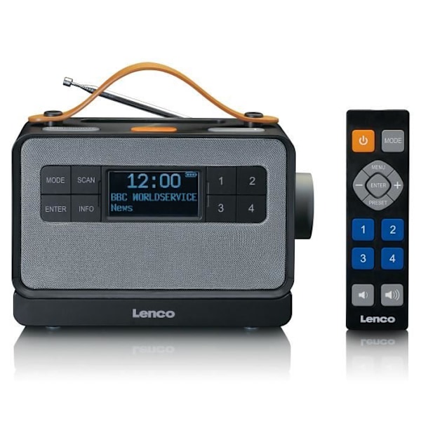 Lenco PDR-065BK - Kannettava DAB+/FM-radio "EASY"-toiminnolla - Musta sort