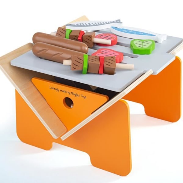 Puinen grillilelu - Bigjigs Toys - 5 osaa - 3-vuotiaille ja vanhemmille - Värikäs - Sekä tytöille että pojille Farvet