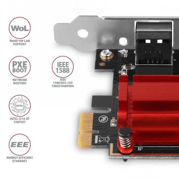 AXAGON PCEE-GIX PCIe-adapter, Gigit Ethernet, Intel i210-AT - RJ45 - 8595247906526