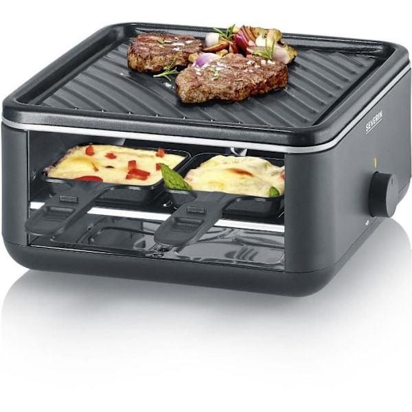 Racletteapparat SEVERIN - RG2360 - Op til 4 personer - Kompakt format 24x24cm - 800W Svart