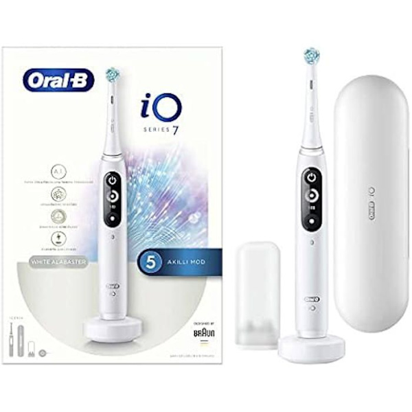 Elektrisk tandborste - ORAL-B - IO 7 - Vit Alabaster - Litiumjon - 3,7 V Svart