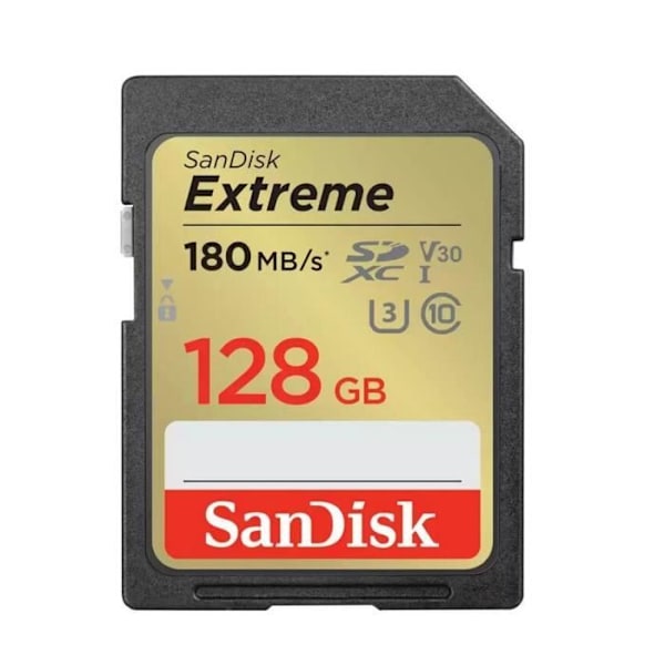 SANDISK Extreme 128GB SDXC-muistikortti 180MB/S 90MB/S UHS-I Class 10 U3 V30