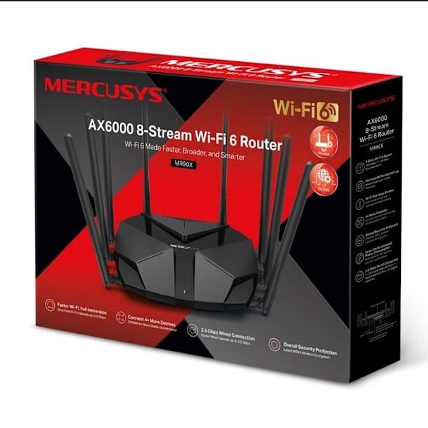 Wi-Fi 6-router Mercusys MR90X AX6000 med 8 strömmar