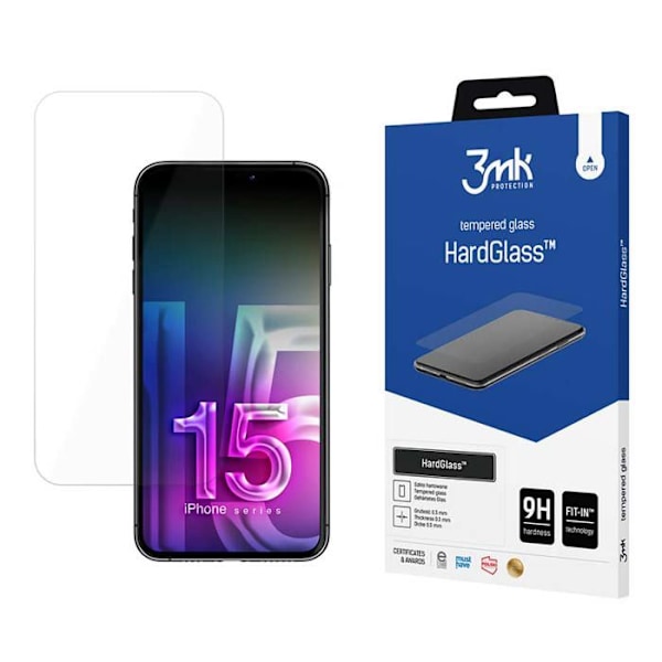 3mk HardGlass - Karkaistu lasi iPhone 15:lle