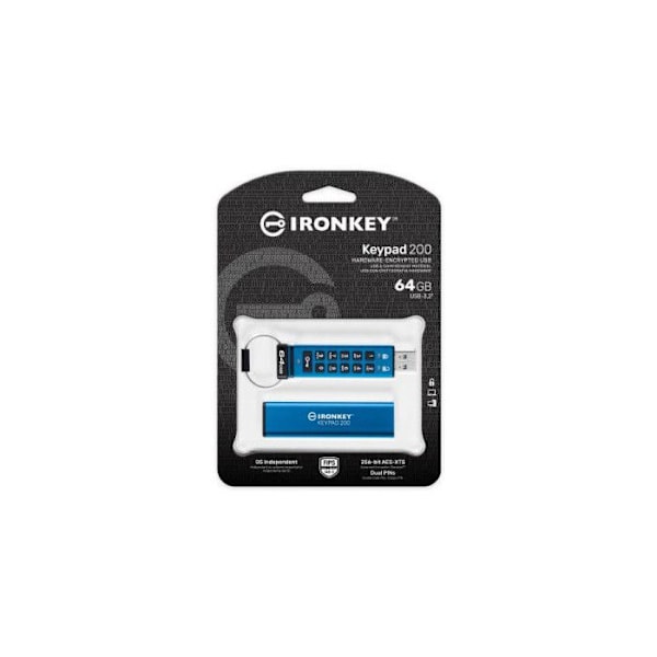USB-avain - KINGSTON - IronKey-näppäimistö 200 - 64 Gt - Salattu - USB 3.2 Gen 1