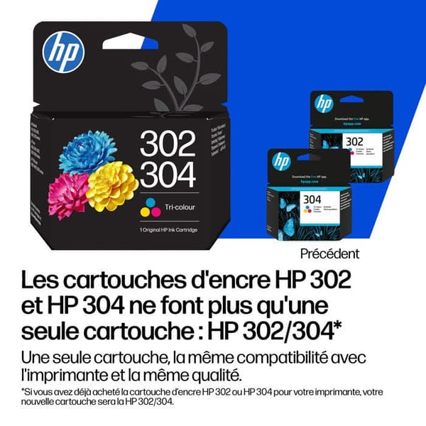 HP 302/304 Äkta bläckpatron tre färger (B7RT6AE)